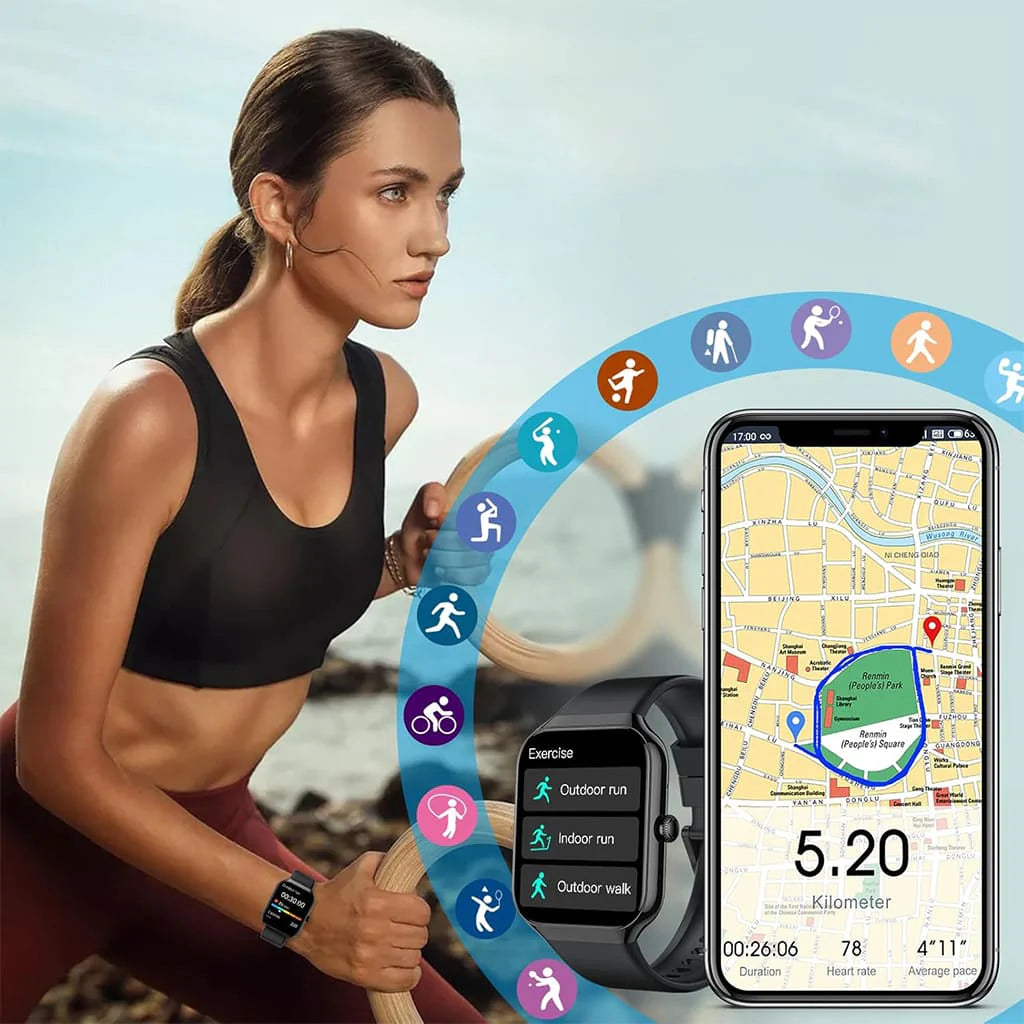 Alephneta CoreTrack smart health tracker displaying workout metrics for a connected daily routine.
