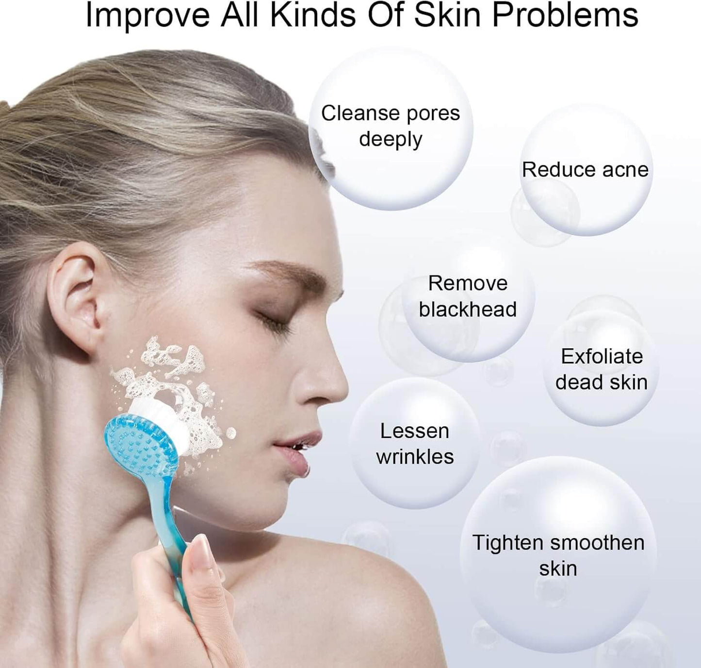 AlephNeta – מברשת ניקוי פנים אקספוליאטיבית | סט 4 יחידות לשיפור בעיות עור עם ניקוי עמוק וסקינים רכים.