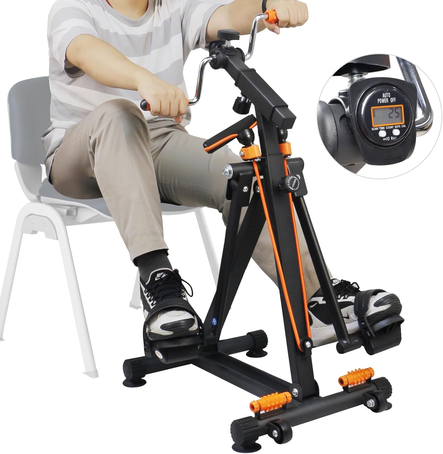 Alephneta FlexCycle™; a low-power pedal device for seated exercise, enhancing circulation and mobility for adults.