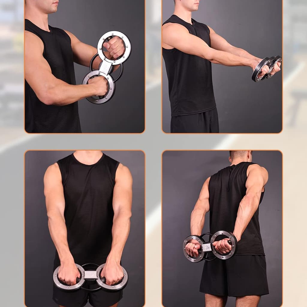 AlephNeta PowerLoop in use, showcasing upper body workouts for arms, forearms, and shoulders.