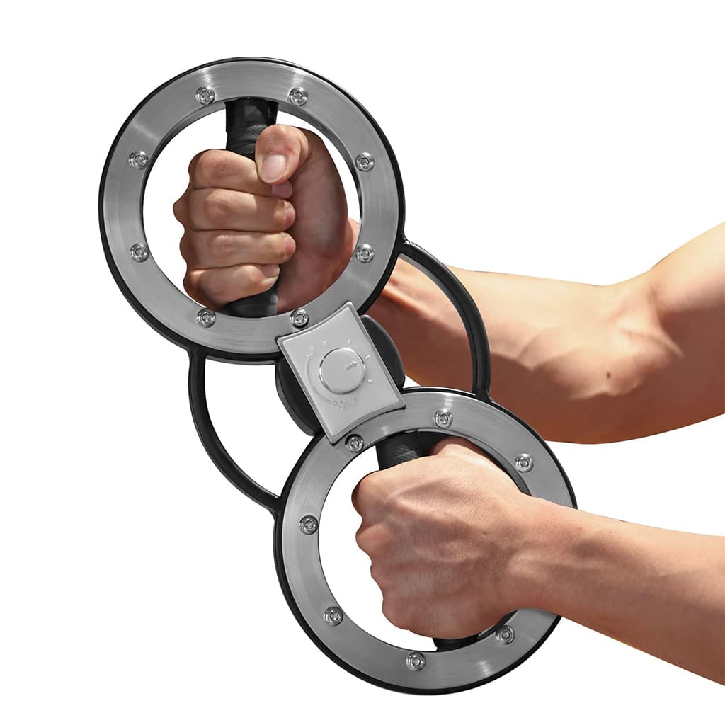 AlephNeta PowerLoop in use, showcasing hands gripping the stainless steel rings for upper body strength training.