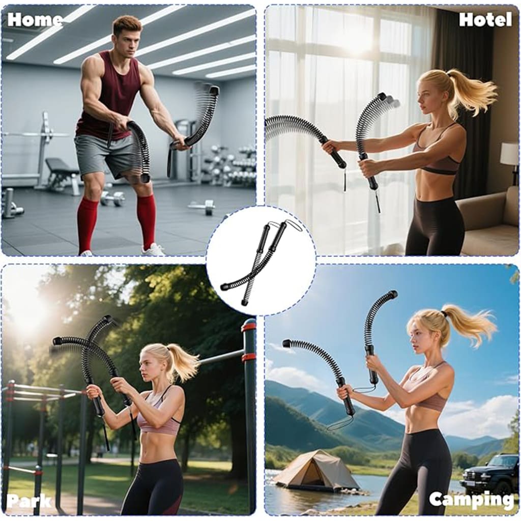 AlephNeta PowerWhip Duo used in home, hotel, park, and camping for versatile workouts.