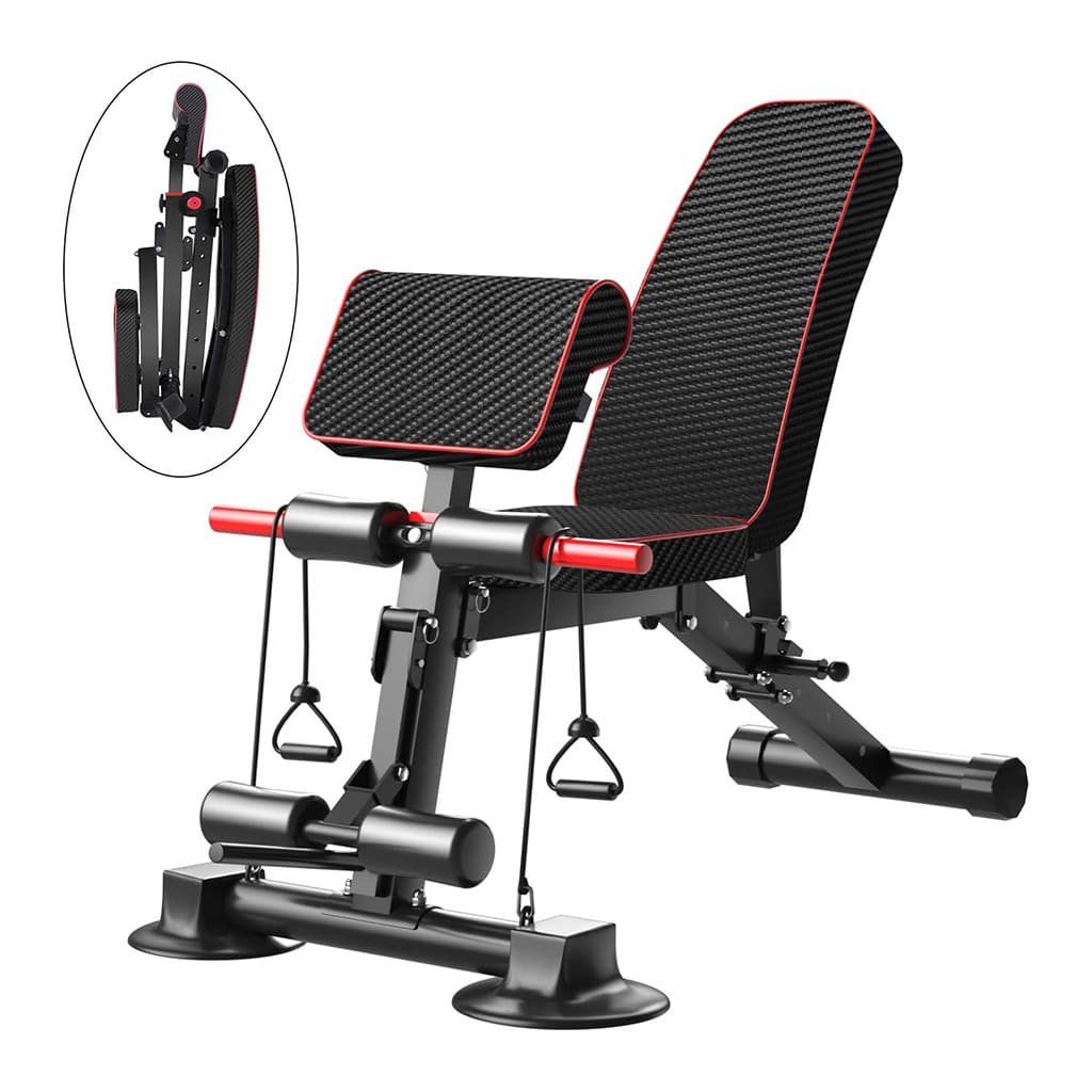 AlephNeta CoreFlex adjustable bench for strength and flexibility training at home, compact and mobile design.
