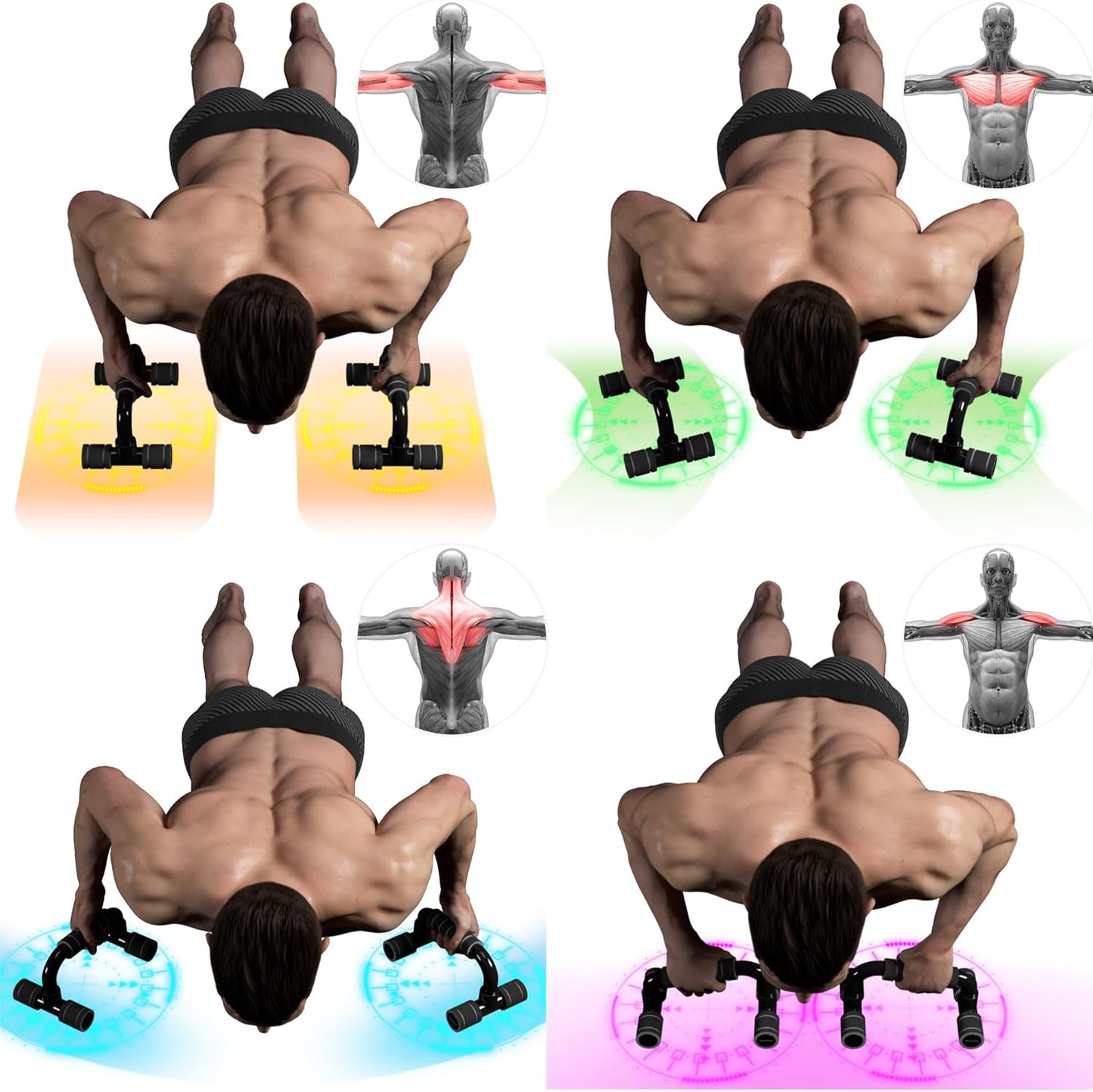 Alephneta CoreForm™ showing a man performing push-ups with weights, focusing on core and shoulder strength.